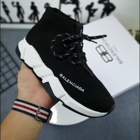 newBaleshijia elastic knitted socks shoes black main image 2